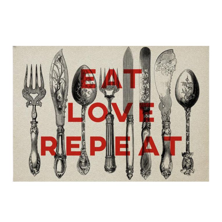 Plakatas "EAT LOVE REPEAT"