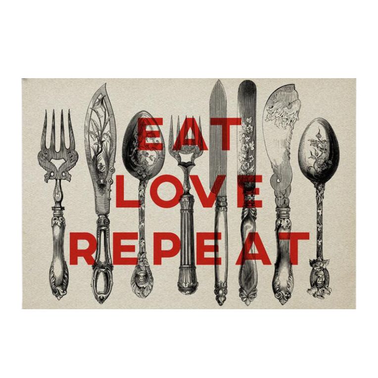 Plakatas "EAT LOVE REPEAT"