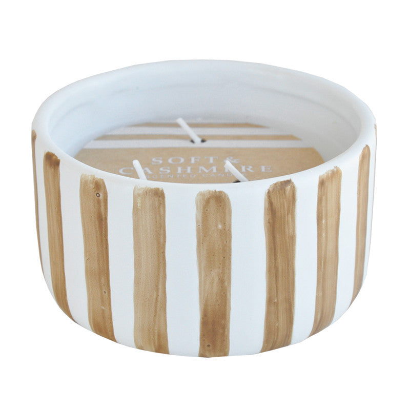 Žvakė indelyje "Beige Stripes"