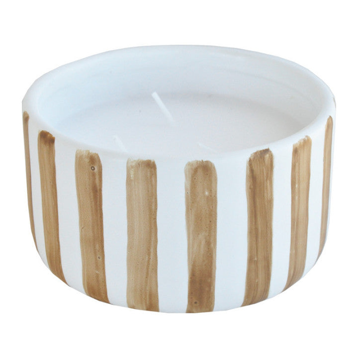 Žvakė indelyje "Beige stripes"