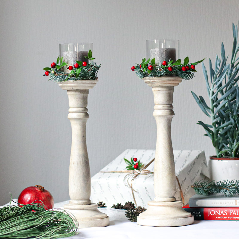 Medinė žvakidė „Duval White" (1 vnt.)