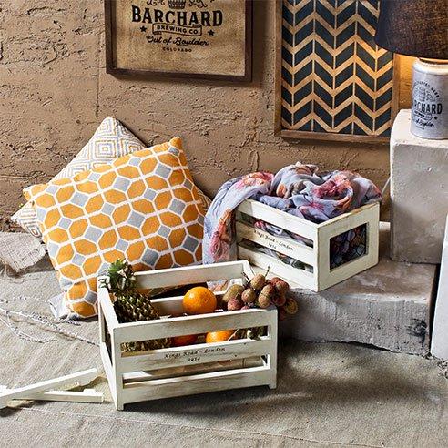 Roso white set of 2 wooden crates